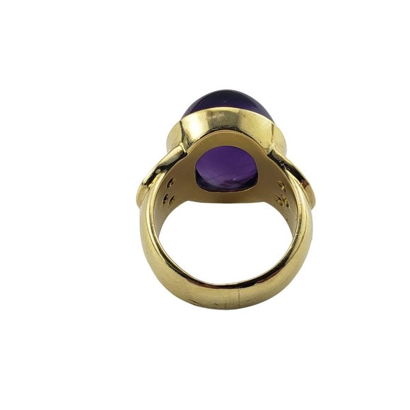 Vintage 18 Karat Yellow Gold Cabochon Amethyst and Diamond Ring Size 8 #9933 - Picture 5 of 9